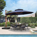 PURPLE LEAF 13ft Patio Umbrella Outdoor Round Umbrellas Large Cantilever Umbrella Windproof Offset Umbrellas Heavy Duty Sun Umbrella for Garden Deck Pool Patio, Navy Blue