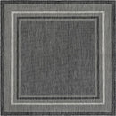 Unique Loom Outdoor Border Collection Area Rug - Soft Border (6' 1" Square Black/Ivory) by GreenHaven Gardens