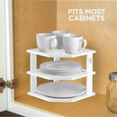 Cabinet Organizer Shelf - Bamboo Corner Rack for Kitchen Counter, Cabinet Space Saver for Plates, Dishes, Bowls, Bread Pantry, Bathroom Storage or Countertop Stand, White by CozyNest Decor