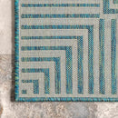nuLOOM 9'6" x 12' Outdoor Area Rug, Casual Design With Striped Border, Stain Resistant, Highly Durable, For Patio, Balcony, Bedroom, Living Room, Dining Room, Bathroom, Teal by CozyNest Decor