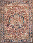 Loloi Layla Collection LAY-08 Red/Navy 2'-0" x 5'-0" .13" Thick Accent Rug, Soft, Durable, Vintage Inspired, Distressed, Low Pile, Non-Shedding, Easy Clean, Printed, Living Room Rug by CozyNest Decor