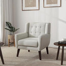 UIXE Accent Chair Modern Upholstered Armchair, Comfy Living Room Arm Chairs Mid Century Single Sofa Reading Side Seat for Bedroom, Home Office - Beige by CozyNest Decor