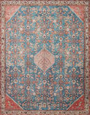 Loloi Layla Collection LAY-10 Marine/Clay 2'-3" x 3'-9" .13" Thick Accent Rug, Soft, Durable, Vintage Inspired, Distressed, Low Pile, Non-Shedding, Easy Clean, Printed, Living Room Rug by CozyNest Decor