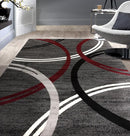 Rugshop Modern Wavy Circles Design Area Rug 6'6" x 9' Red by TinyTreasures Baby Boutique