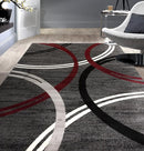 Rugshop Modern Wavy Circles Design Area Rug 9' x 12' Red by TinyTreasures Baby Boutique