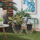 Deco 79 Contemporary Metal, Set of 2 Planters 10", 12"H, Black by GreenHaven Gardens