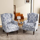 UIXE High Back Floral Accent Chairs Set of 2, Upholstered Armchair in Fabric, Retro Printed Wingback Arm Chair for Living Room, Nailhead Trim Single Sofa Bedroom Reading Seat - Navy Blue by CozyNest Decor