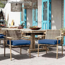 Patio Chair Cushions 24 X 24 X 5 Inch Waterproof Outdoor Seat Cushions for Patio Furniture, Outdoor Sofa Couch Pads with Ties & Handle, Set of 2, Blue by GreenHaven Gardens