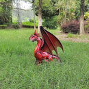 Decorative Red Dragon Figurine, Crackle The Dragon Statue, Patio Garden Porch Courtyard Decor by CozyNest Decor