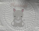 Personalized Baby Blanket Quilt | Monogrammed Blankets for Boys and Girls | Embroidered Baby Gifts | Rhino by TinyTreasures Baby Boutique
