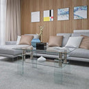 Glass Coffee Table for Living Room, Modern Rectangle All Tempered Glass Table 8mm Clear Transparent Top Home Furniture for Small Space Bearing 220LB by CozyNest Decor