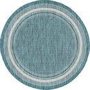 Unique Loom Outdoor Border Collection Area Rug - Soft Border (5' 1" Round, Teal/ Ivory) by GreenHaven Gardens