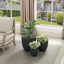 Kante 18",14",10" Dia Concrete Round Planters (Set of 3), Outdoor Indoor Large Planter Pots with Drainage Hole and Rubber Plug for Home Patio Garden, Dark Gray by GreenHaven Gardens