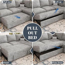 85 Inch Modular Sectional Sofa with Pull Out Bed,L Shaped 5 Seat Sectional Sleeper Sofa with Storage,Sectional Couches for Living Room,Cloud Modular Couch,Removable Sofa Cover,Light Gray