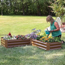 Sunnydaze 11.75" H Raised Metal Garden Bed - Galvanized Raised Garden Bed Outdoor for Vegetables and Flowers - Brown - L-Shaped by GreenHaven Gardens