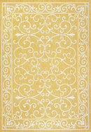 JONATHAN Y SMB106L-3 Charleston Vintage Filigree Textured Weave Indoor Outdoor Area Rug, Classic Traditional Easy-Cleaning,Bedroom,Kitchen,Backyard,Patio,Non Shedding, 3 X 5, Yellow/Cream by GreenHaven Gardens