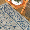 JONATHAN Y SMB106C-9 Charleston Vintage Filigree Textured Weave Indoor Outdoor Area Rug Classic Coastal Easy Cleaning Bedroom Kitchen Backyard Patio Non Shedding, 9 X 12, Gray/Navy by GreenHaven Gardens