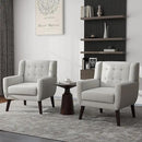 UIXE Accent Chair, Modern Upholstered Armchair in Fabric for Living Room, Comfy Club Arm Chairs Single Sofa Button Tufted Bedroom Reading Seat - Beige, Set of 4 by CozyNest Decor