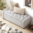 48" Ottoman with Storage, Storage Ottoman Bench with Safety Hinge, Upholstered Entryway Bench with Seating for Bedroom, Living Room, Holds up to 330 lb(Light Gray) by CozyNest Decor