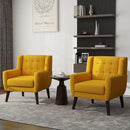 UIXE Accent Chair, Modern Upholstered Armchair in Fabric for Living Room, Comfy Club Arm Chairs Single Sofa Button Tufted Bedroom Reading Seat - Yellow, Set of 1 by CozyNest Decor