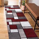 Rugshop Contemporary Modern Boxes Runner Rug 2' x 7'2" Red by TinyTreasures Baby Boutique