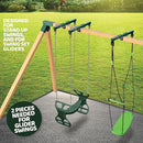 Swurfer Swing Set Conversion Bracket - No Tree, No Problem, Convert Your Swingset into a Swurfset, Heavy Duty Adjustable Horse Glider Attachment Bracket for Kids Ages 12 and Up, Up to 150lbs (Green) by TinyTreasures Baby Boutique