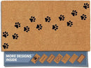Barnyard Designs Natural Coco Coir Heavy Duty Backing Doormat - Large Cute Non-Slip Front Door Welcome Mat for Outside Entrance or Porch Entry, Brown (17x30, Paws) by CozyNest Decor