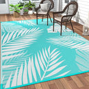 GENIMO Outdoor Rug 9' x 12' Waterproof for Patios Clearance, Reversible Outdoor Plastic Straw Camping Rug Carpet, Large Area Rugs Mats for RV, Camper, Deck, Balcony, Porch, Beach, Aqua Blue&White by CozyNest Decor
