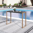 Sophia & William Bar Table,Bar Height Pub Table Counter Height Bar Table,Larimar Tabletop and Natural Woodgrain Legs,Black by CozyNest Decor