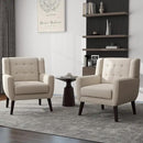 UIXE Accent Chair, Modern Upholstered Armchair in Fabric for Living Room, Comfy Club Arm Chairs Single Sofa Button Tufted Bedroom Reading Seat - White, Set of 1 by CozyNest Decor