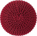 REDEARTH Round Pouf Ottoman - Hand Knitted Cable Boho Poof - Foot Stool Bean Bag - Home Décor Stuffed Footrest for Living Room - Nursery - Bedroom - 100% Cotton Poufs (19.5"x19.5"x14") - Red by CozyNest Decor
