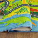 KC Cubs 3x5 Dinosaur Toy Car Dino Road Rug – Educational Play Mat Carpet for Kids, Toddlers, Nursery, Classroom, Playroom, Baby Daycare, Boys & Girls by TinyTreasures Baby Boutique