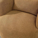 KINWELL 34" Wide Boucle Swivel Barrel Chairs Set of 2, No Assembly Round Upholstered Armchairs Accent Chairs Single Sofa Chair with Toss Pillow for Living Room and Bedroom, Brown by CozyNest Decor