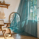Sutuo Home Turquoise Boho Curtains for Bedroom Living Room,Crochet Lace Sheer Bohemian Stylish with Tassels, Window Treatment Privacy Vintage Rustic Farmhouse Drapes, Rod Pocket 1 Panel 59" W x 102" L by CozyNest Decor