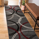 Rugshop Modern Wavy Circles Design Runner Rug 2' x 7' 2" Red by TinyTreasures Baby Boutique