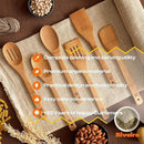 Riveira Dark Bamboo Wooden Spoons for Cooking 6-Piece, Apartment Essentials Wood Spatula Spoon Nonstick Kitchen Utensil Set Premium Quality Housewarming Gifts for Everyday Use by CozyNest Decor