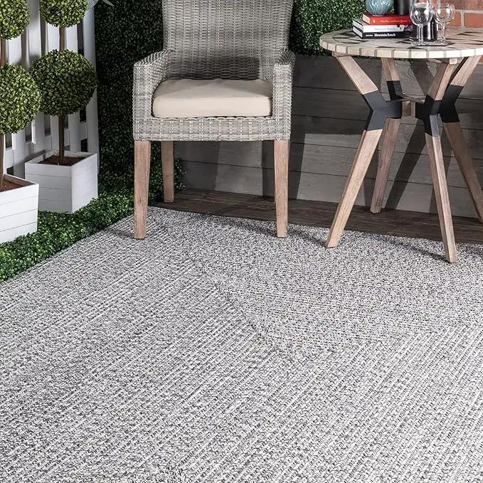 nuLOOM Oval 5' x 8' Solid Hand Braided Indoor/Outdoor Area Rug, Pet-Friendly, High Traffic, Weather Resistant, for Patio, Balcony, Bedroom, Living, Dining Room, Wynn Salt and Pepper, photo 8 of 9