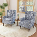 Lumibee High Back Accent Chair Set of 2, Armchair in Fabric,Comfy Upholstered Wingback Single Sofa Reading Chairs with Solid Wood Legs for Living Room,Bedroom,Office-Navy by CozyNest Decor