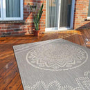 CAMILSON Outdoor Rug 8x10 Modern Area Rugs for Indoor and Outdoor Patios and Porches - Waterproof, Washable, Non-Shedding, Easy-to-Clean Outside Carpet (8 x 10, Medallion - Grey/White) by CozyNest Decor
