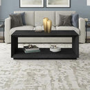 Henn&Hart 48" Rectangular Coffee Table with Open Storage Shelf for Living Room, Family Room, or Office, Black Grain by CozyNest Decor