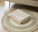 100% Cotton Muslin Throw Blanket for Bed, Couch, Small, Decorative, Soft, Pre-Washed, Breathable and Lightweight Gauze Blanket with Tassels, Suitable for All Seasons, Beige, 50"x60" by CozyNest Decor