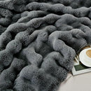DREAMNINE Large Soft Thick Fuzzy Bubble Faux Rabbit Fur Bed Blanket Queen Size 80" x 90",Reversible Gray Plush Big Warm Shaggy Fluffy Blankets for Sofa, Solid Luxury Cozy Cute Bumpy Furry Blanket,Grey by CozyNest Decor