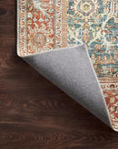 Loloi Layla Collection LAY-04 Ocean/Rust 2'-6" x 9'-6" .13" Thick Runner Rug, Soft, Durable, Vintage Inspired, Distressed, Low Pile, Non-Shedding, Easy Clean, Printed, Living Room Rug by CozyNest Decor