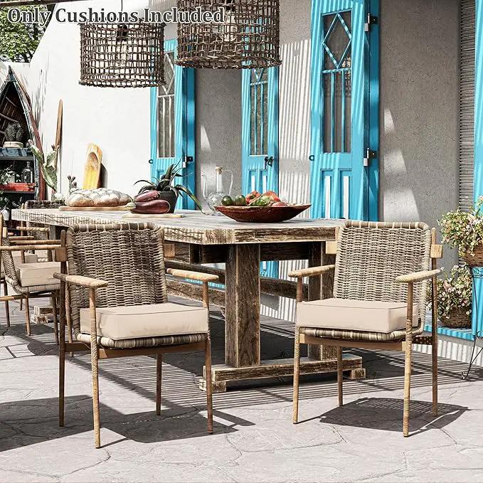 Patio Chair Cushions 18.5 X 16 X 4 Inch Waterproof Outdoor Seat Cushions for Patio Furniture, Outdoor Sofa Couch Pads with Ties & Handle, Set of 2, Sand, photo 7 of 7