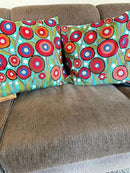Floral Poppy Pillow Cover - Turquoise Suzani Poppies Accent Chair Cushion - 18x18 Inch Hand Embroidered Wool by CozyNest Decor