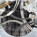 Rugshop Modern Wavy Circles Design Round Rug 6' 6" (6' 6" Diameter) Black by TinyTreasures Baby Boutique