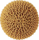 REDEARTH · Round Pouf Ottoman - Hand Knitted Cable Boho Poof Home Décor Pouffe Circular Footrest for Living Room - Bedroom - Lounge - Nursery - 100% Cotton Poufs (19.5"x19.5"x14") - Mustard by CozyNest Decor