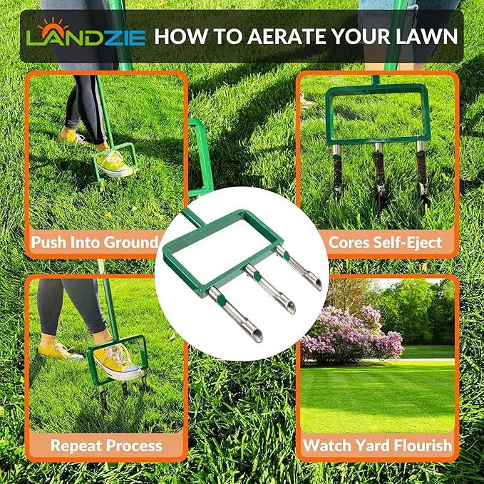 LANDZIE Lawn Aerator Replacement Tines - Set of 3 Hollow Tines for Aerator Lawn Tool - 3 Heavy Duty Stainless Steel Manual Lawn Aerator Add-on Hollow Tines for Compacted Soil - Manual Hand Coring Tool, photo 7 of 7