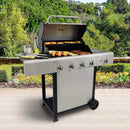 Kenmore 4-Burner Gas Grill with Side Burner, Outdoor BBQ Grill, Propane Gas Grill, Cast Iron Cooking Grates, Electronic Ignition, Warming Rack, Open Cart Design, 53000 BTUs, Stainless Steel by GreenHaven Gardens