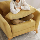 Large-Sized Accent Chair, Thick Cushion Bedroom Reading Chair, Comfortable Living Room Single Sofa, Linen Yellow by CozyNest Decor